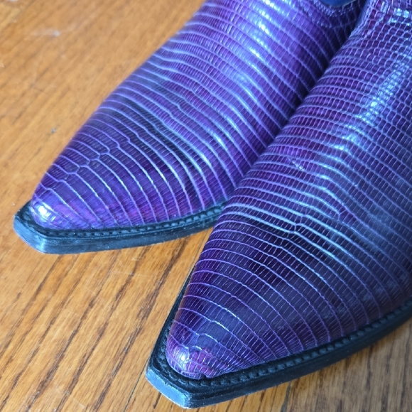 Cuadra Mexico Size 6.5 Mid-Calf Iguana Lizard Purple Dyed Leather Western Boots - Picture 11 of 16